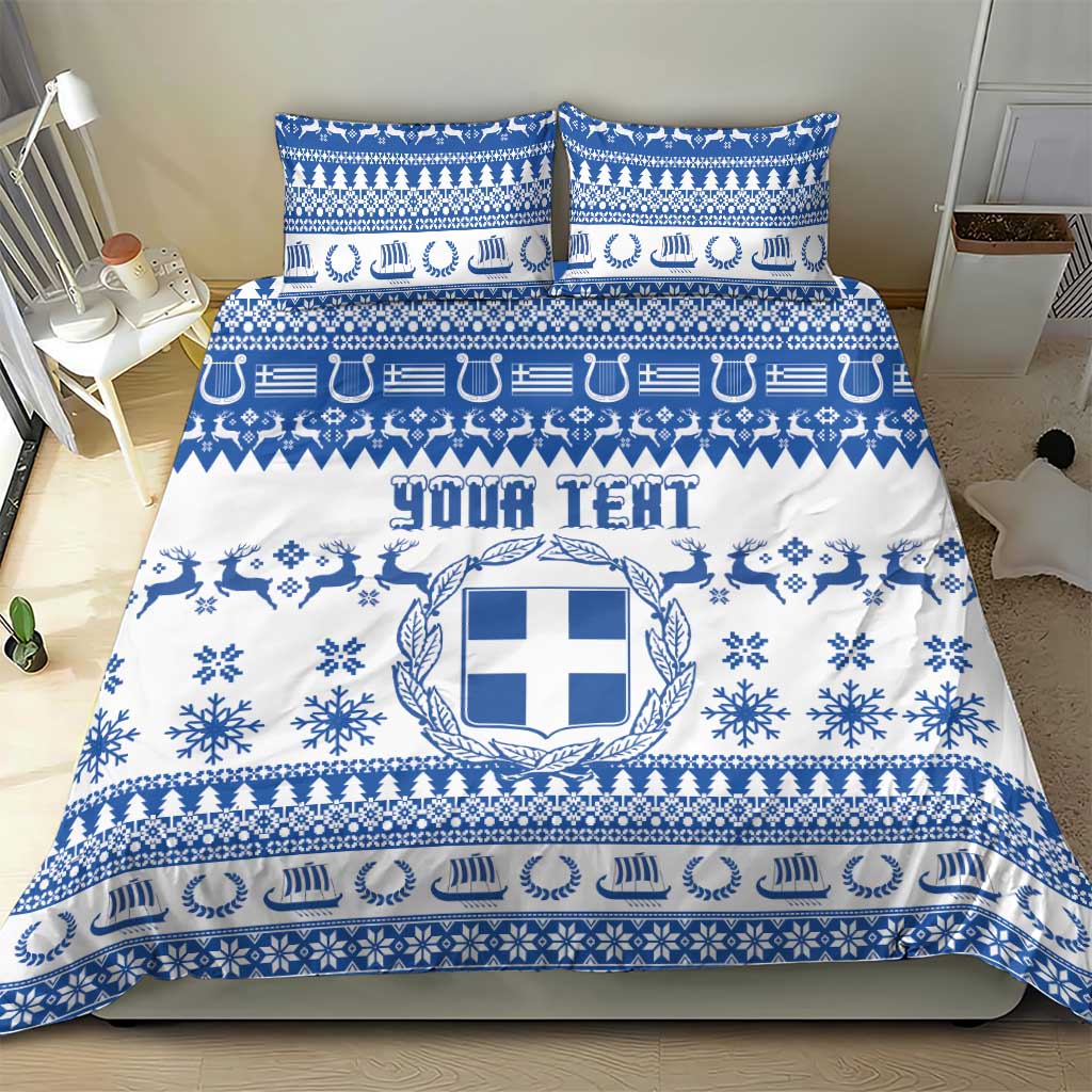 Personalized Christmas Greece Coat Of Arms Bedding Set Hellas Kala Christougena - Wonder Print Shop