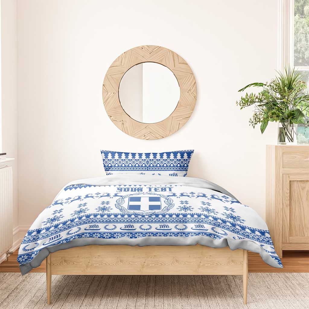 Personalized Christmas Greece Coat Of Arms Bedding Set Hellas Kala Christougena - Wonder Print Shop