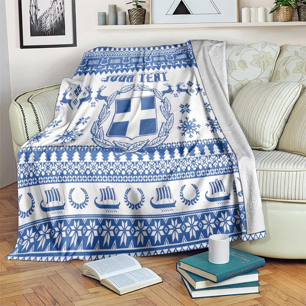 Personalized Christmas Greece Coat Of Arms Blanket Hellas Kala Christougena - Wonder Print Shop