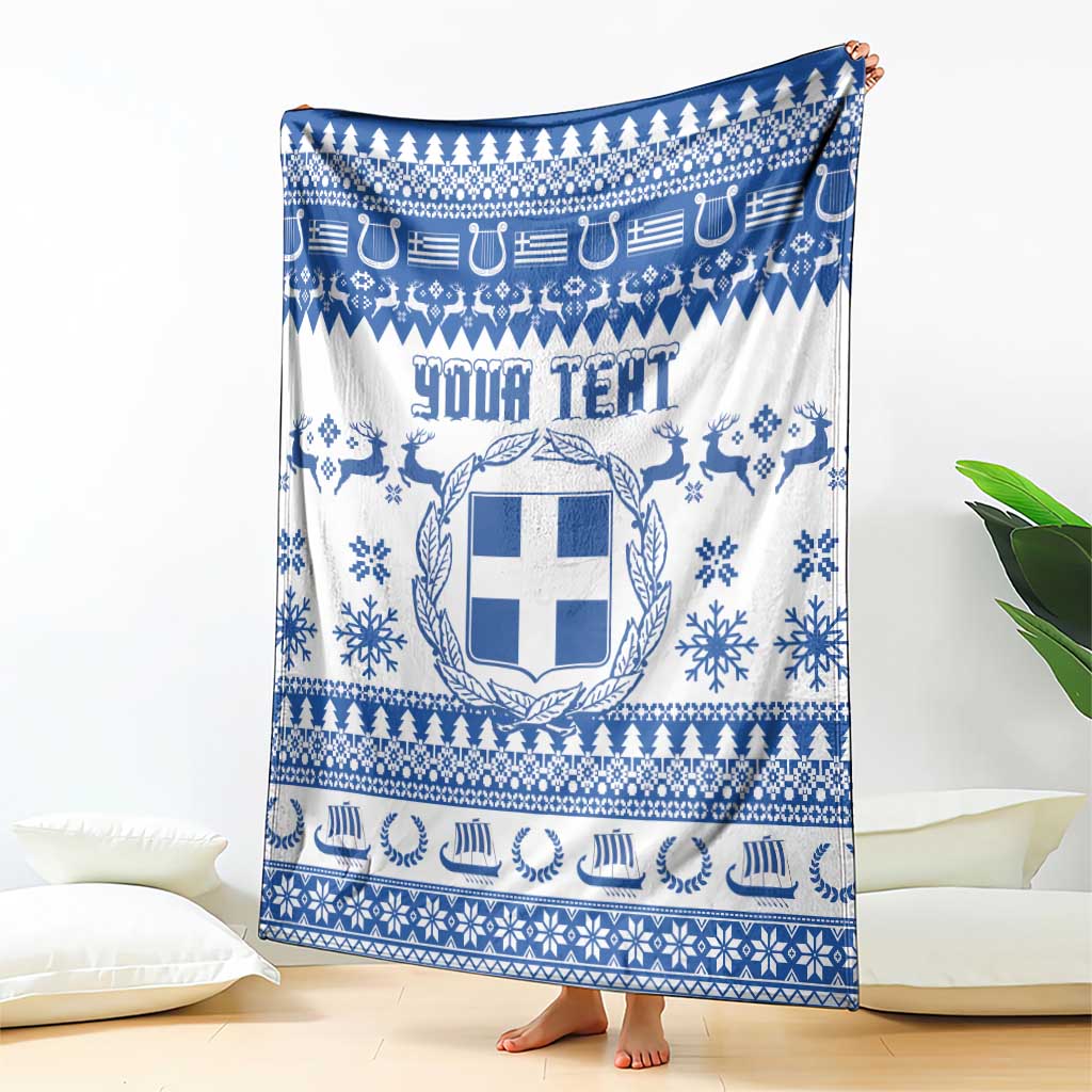 Personalized Christmas Greece Coat Of Arms Blanket Hellas Kala Christougena - Wonder Print Shop