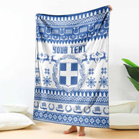 Personalized Christmas Greece Coat Of Arms Blanket Hellas Kala Christougena - Wonder Print Shop