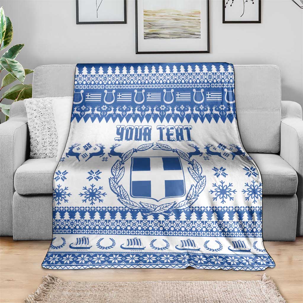 Personalized Christmas Greece Coat Of Arms Blanket Hellas Kala Christougena - Wonder Print Shop