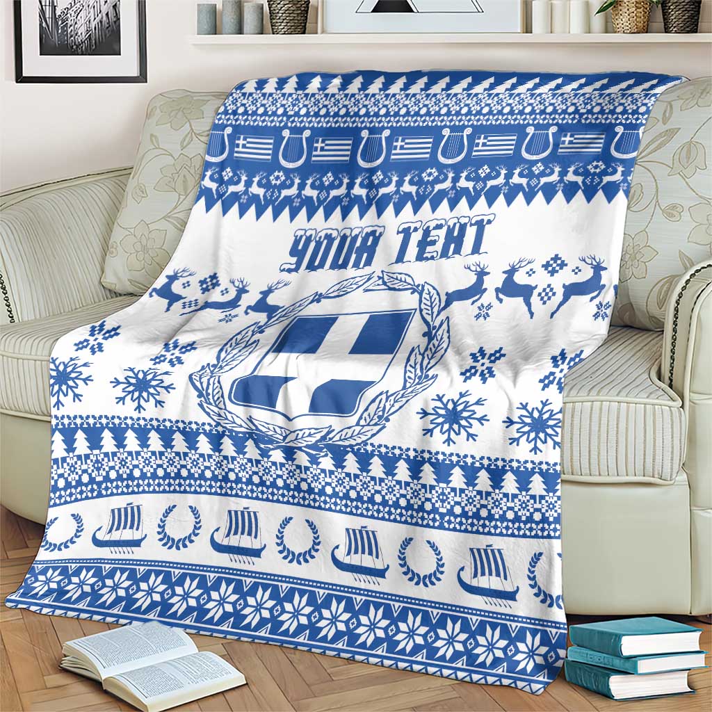 Personalized Christmas Greece Coat Of Arms Blanket Hellas Kala Christougena - Wonder Print Shop