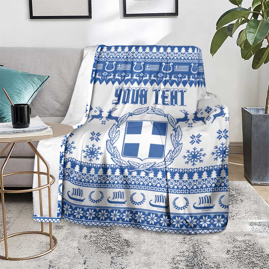 Personalized Christmas Greece Coat Of Arms Blanket Hellas Kala Christougena - Wonder Print Shop