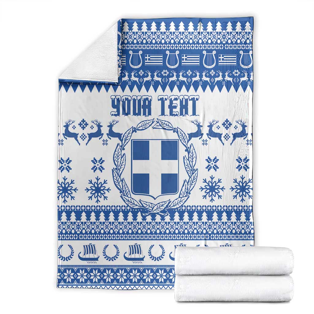 Personalized Christmas Greece Coat Of Arms Blanket Hellas Kala Christougena - Wonder Print Shop