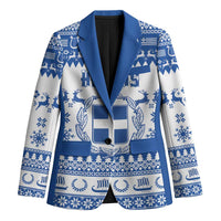Personalized Christmas Greece Coat Of Arms Blazer Hellas Kala Christougena - Wonder Print Shop