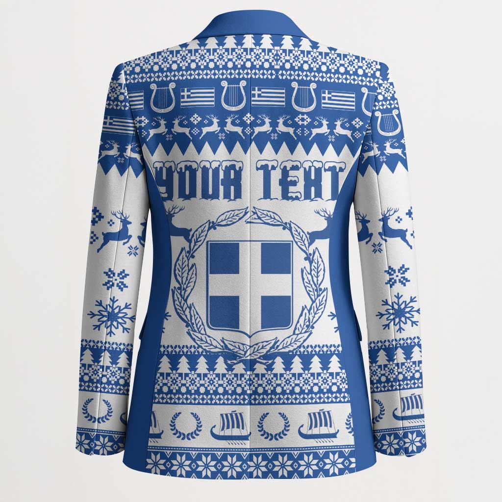 Personalized Christmas Greece Coat Of Arms Blazer Hellas Kala Christougena - Wonder Print Shop