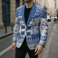 Personalized Christmas Greece Coat Of Arms Blazer Hellas Kala Christougena - Wonder Print Shop