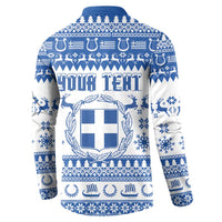 Personalized Christmas Greece Coat Of Arms Button Sweatshirt Hellas Kala Christougena - Wonder Print Shop