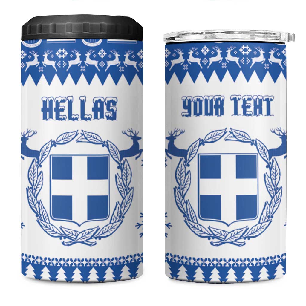 Personalized Christmas Greece Coat Of Arms 4 in 1 Can Cooler Tumbler Hellas Kala Christougena - Wonder Print Shop