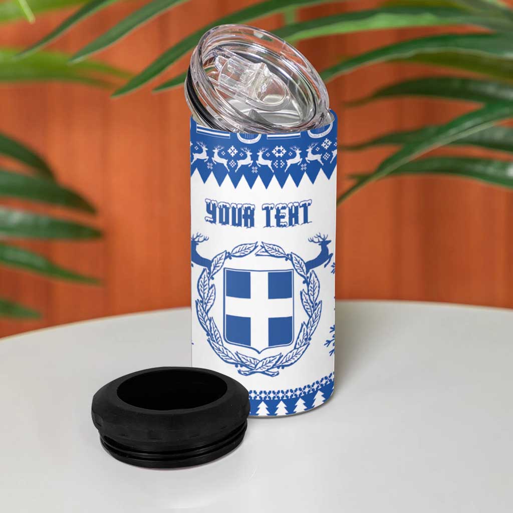 Personalized Christmas Greece Coat Of Arms 4 in 1 Can Cooler Tumbler Hellas Kala Christougena - Wonder Print Shop