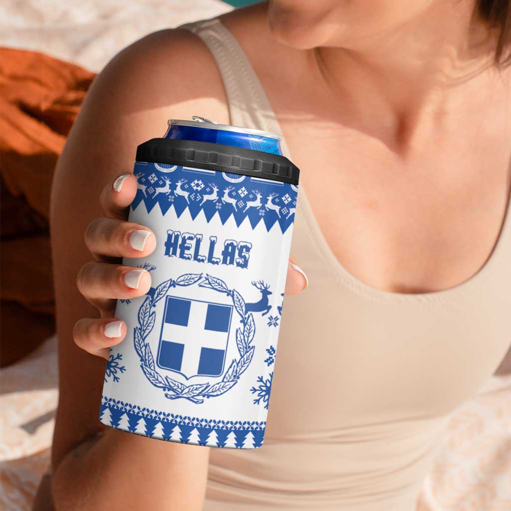 Personalized Christmas Greece Coat Of Arms 4 in 1 Can Cooler Tumbler Hellas Kala Christougena - Wonder Print Shop