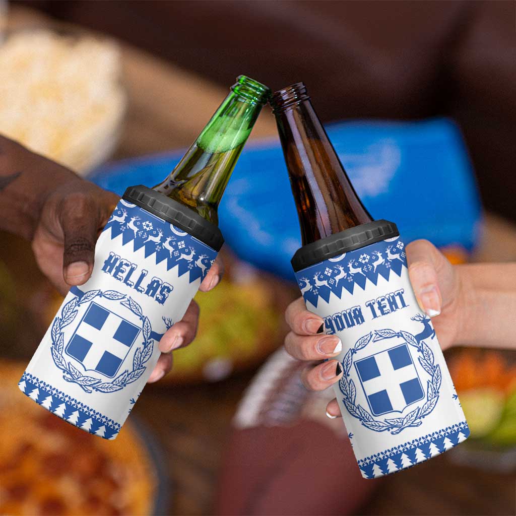 Personalized Christmas Greece Coat Of Arms 4 in 1 Can Cooler Tumbler Hellas Kala Christougena - Wonder Print Shop