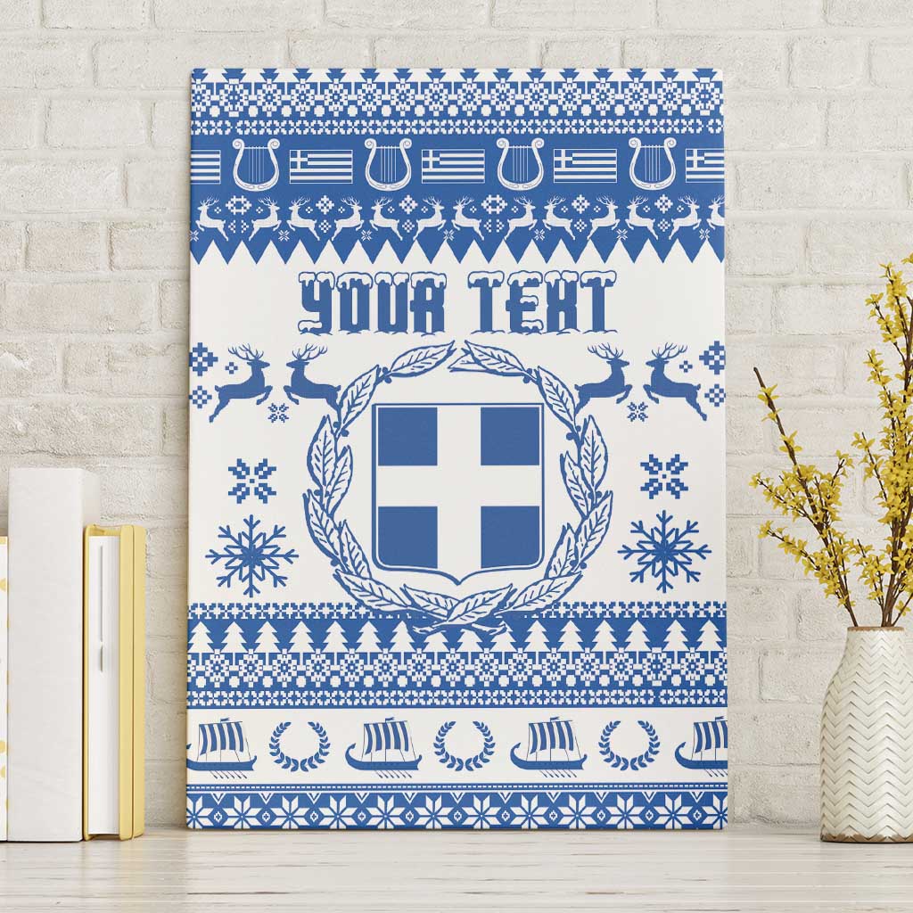 Personalized Christmas Greece Coat Of Arms Canvas Wall Art Hellas Kala Christougena - Wonder Print Shop