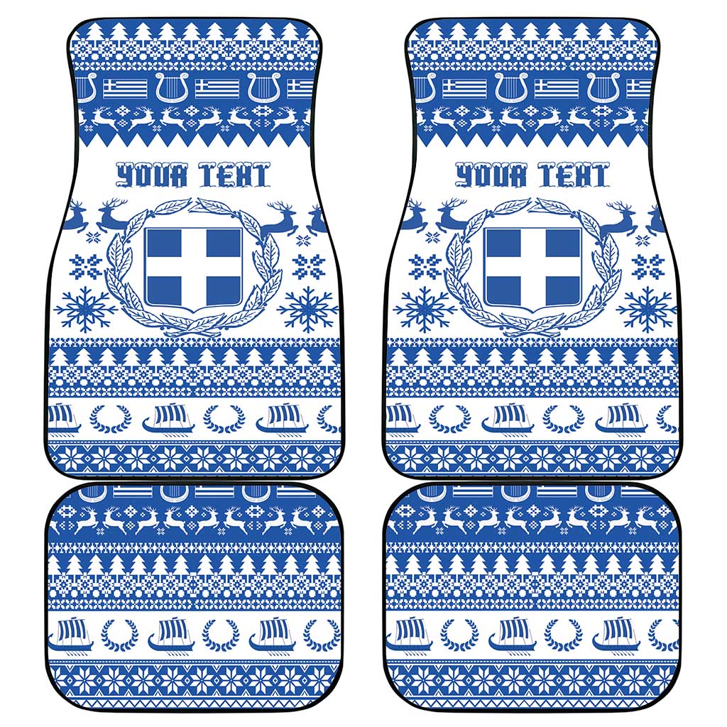 Personalized Christmas Greece Coat Of Arms Car Mats Hellas Kala Christougena - Wonder Print Shop