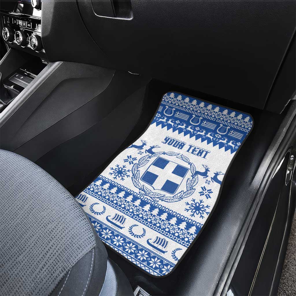 Personalized Christmas Greece Coat Of Arms Car Mats Hellas Kala Christougena - Wonder Print Shop