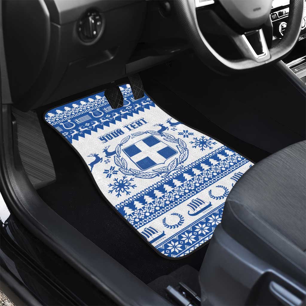Personalized Christmas Greece Coat Of Arms Car Mats Hellas Kala Christougena - Wonder Print Shop