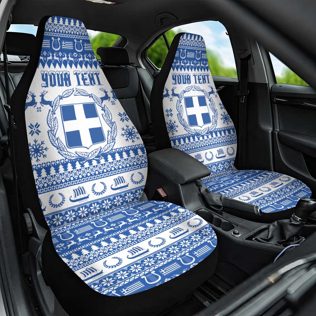 Personalized Christmas Greece Coat Of Arms Car Seat Cover Hellas Kala Christougena - Wonder Print Shop