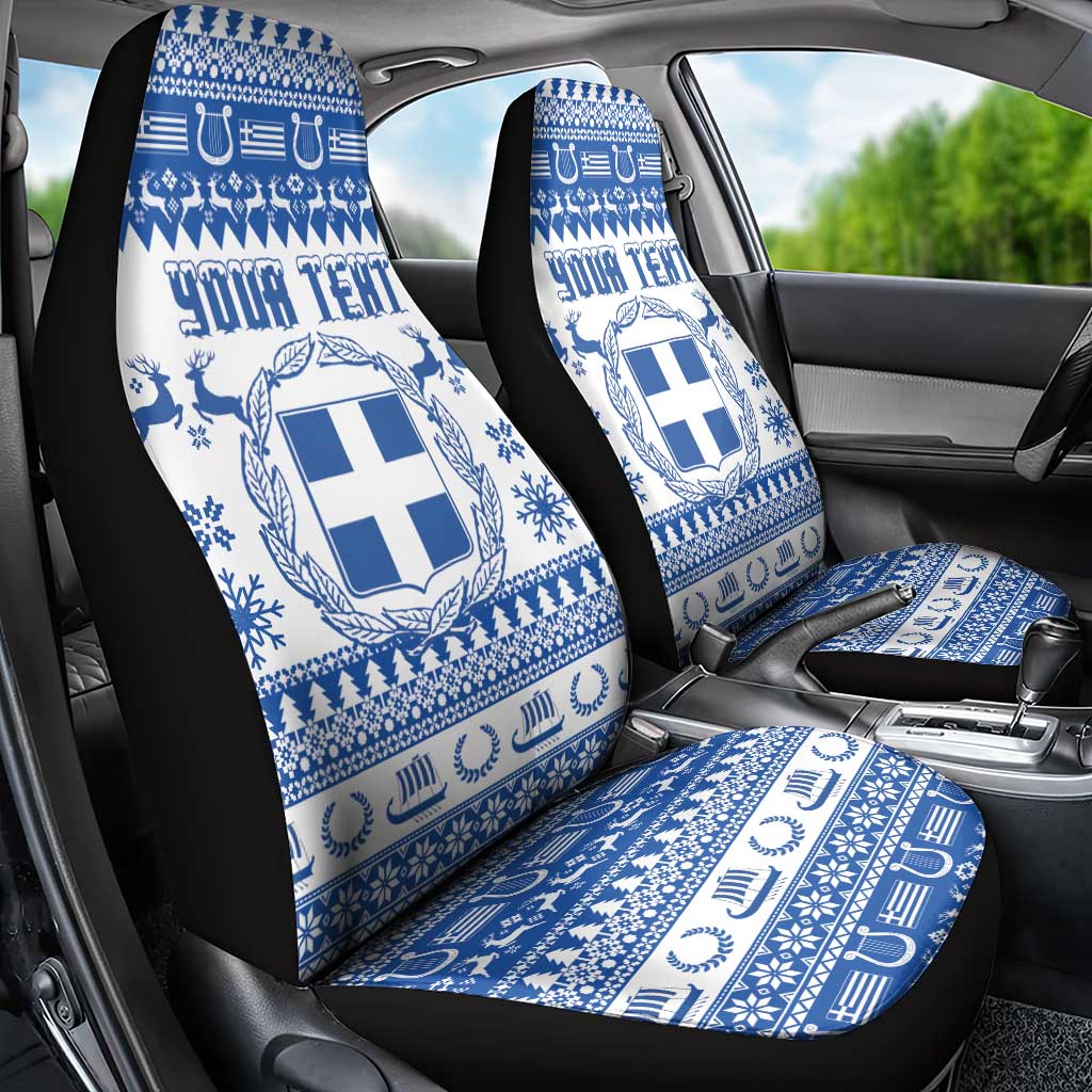 Personalized Christmas Greece Coat Of Arms Car Seat Cover Hellas Kala Christougena - Wonder Print Shop