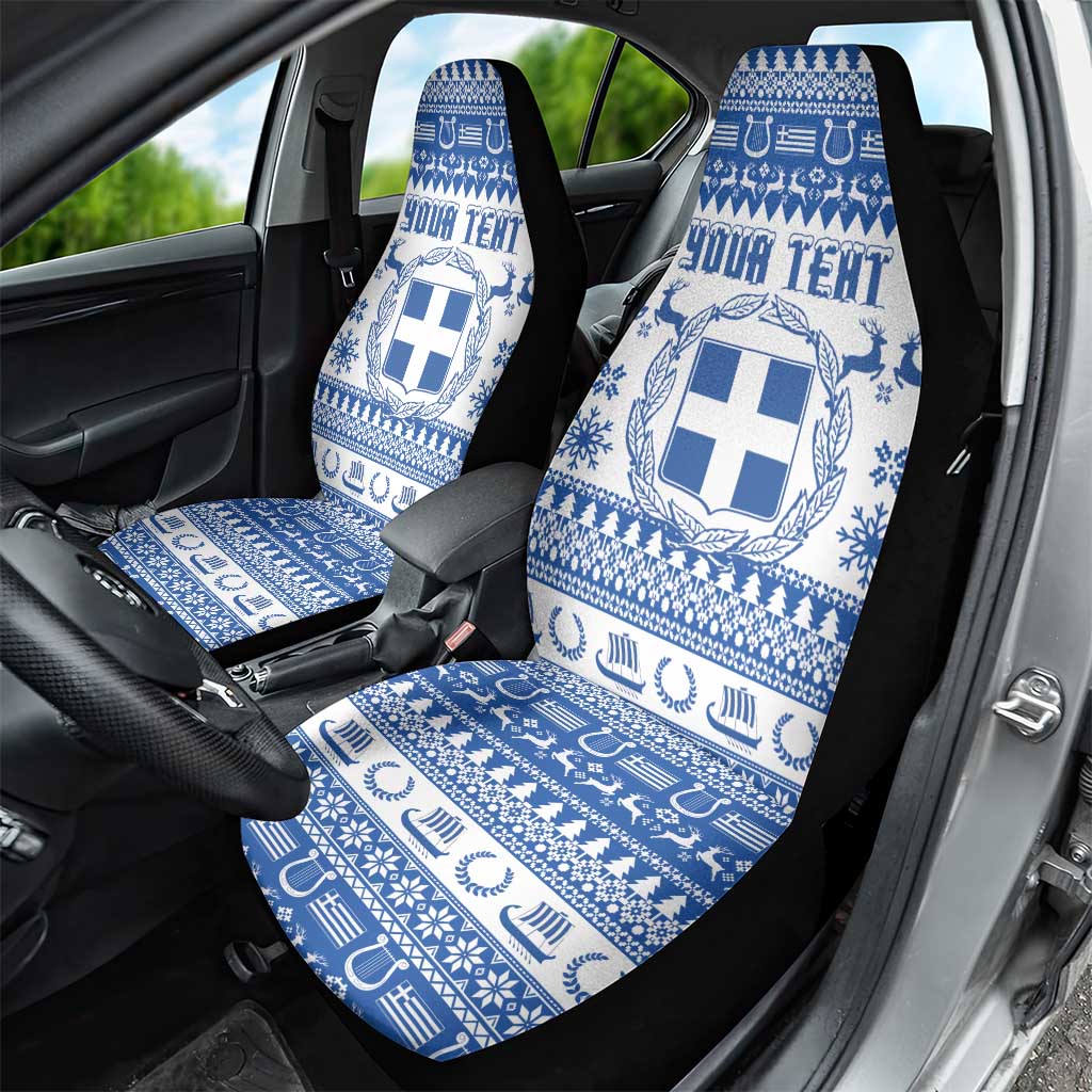 Personalized Christmas Greece Coat Of Arms Car Seat Cover Hellas Kala Christougena - Wonder Print Shop