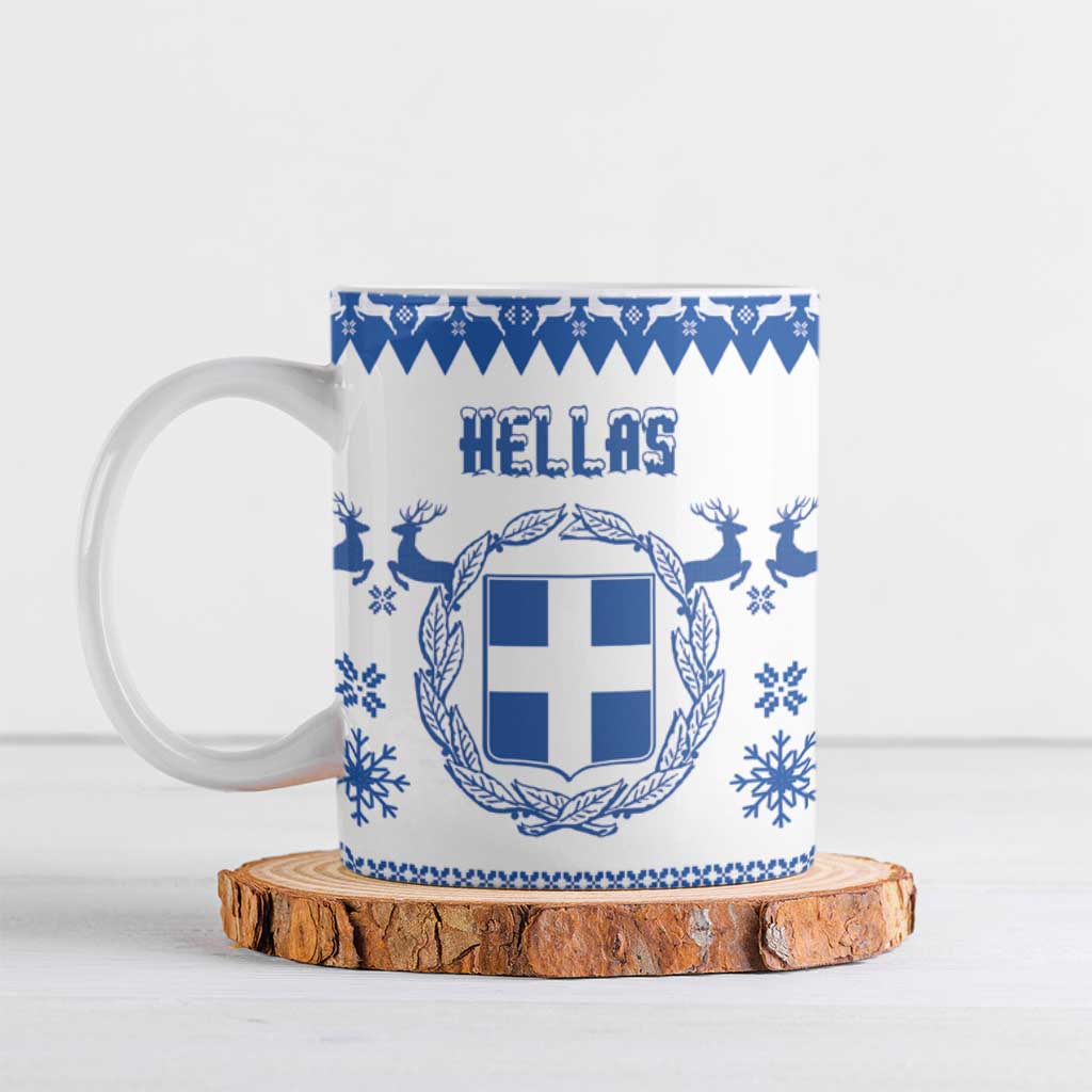 Personalized Christmas Greece Coat Of Arms Ceramic Mug Hellas Kala Christougena - Wonder Print Shop