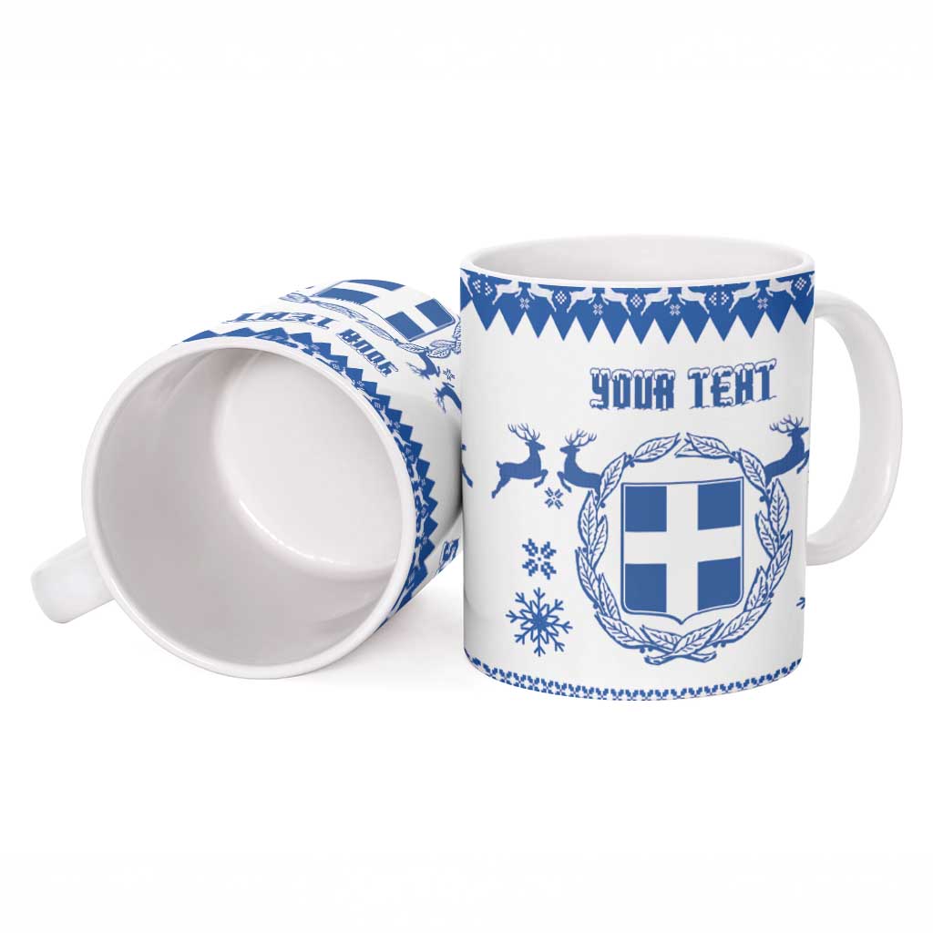 Personalized Christmas Greece Coat Of Arms Ceramic Mug Hellas Kala Christougena - Wonder Print Shop