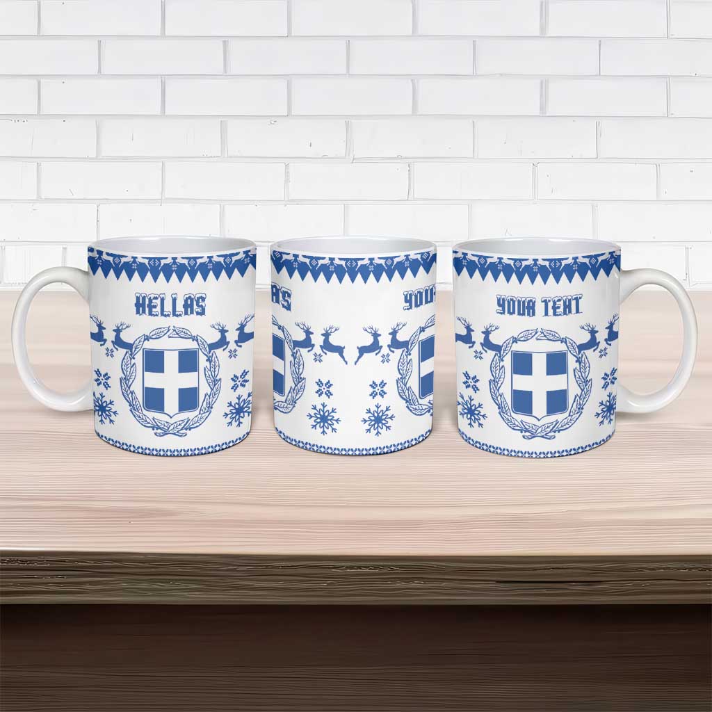 Personalized Christmas Greece Coat Of Arms Ceramic Mug Hellas Kala Christougena - Wonder Print Shop