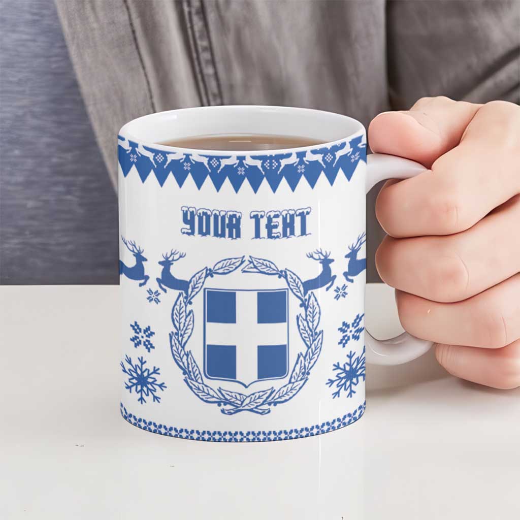 Personalized Christmas Greece Coat Of Arms Ceramic Mug Hellas Kala Christougena - Wonder Print Shop