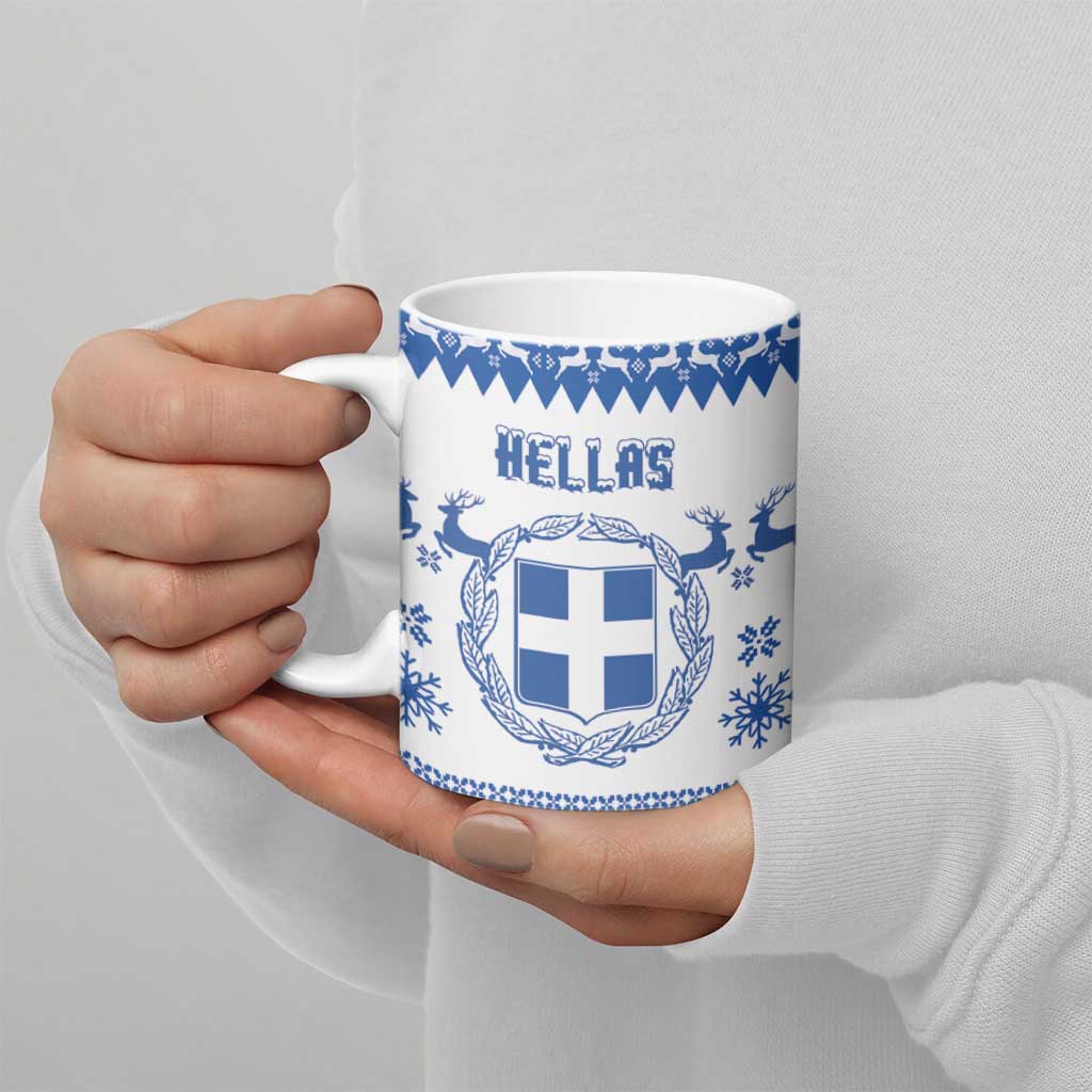 Personalized Christmas Greece Coat Of Arms Ceramic Mug Hellas Kala Christougena - Wonder Print Shop