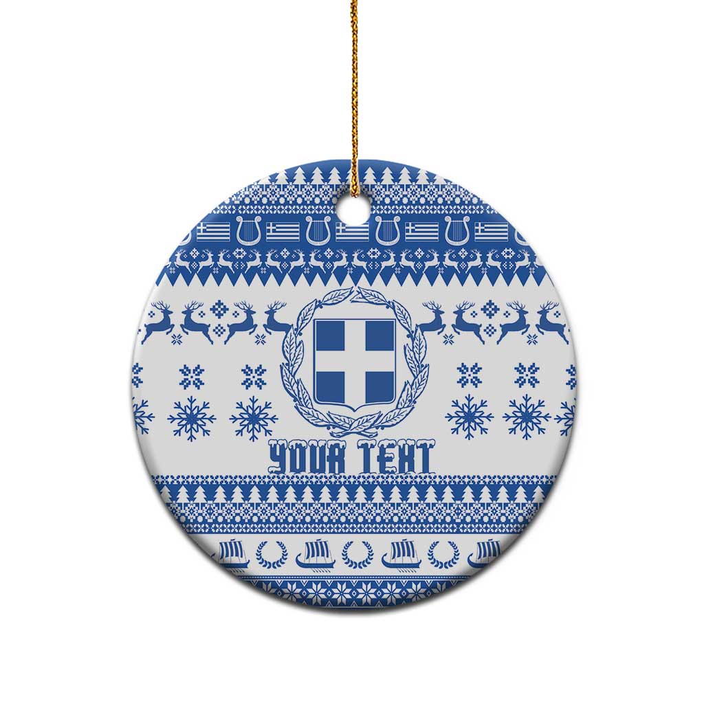 Personalized Christmas Greece Coat Of Arms Ceramic Ornament Hellas Kala Christougena - Wonder Print Shop