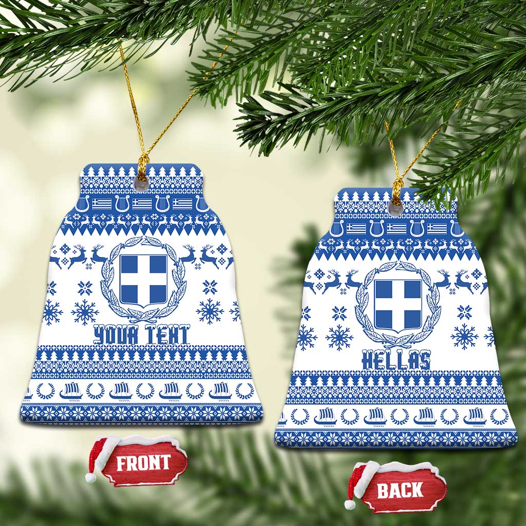 Personalized Christmas Greece Coat Of Arms Ceramic Ornament Hellas Kala Christougena - Wonder Print Shop