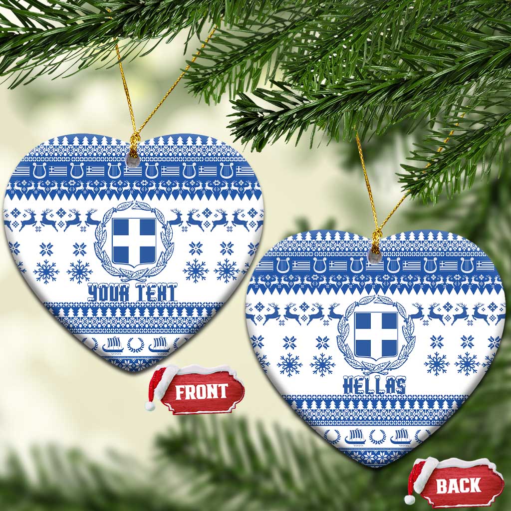 Personalized Christmas Greece Coat Of Arms Ceramic Ornament Hellas Kala Christougena - Wonder Print Shop