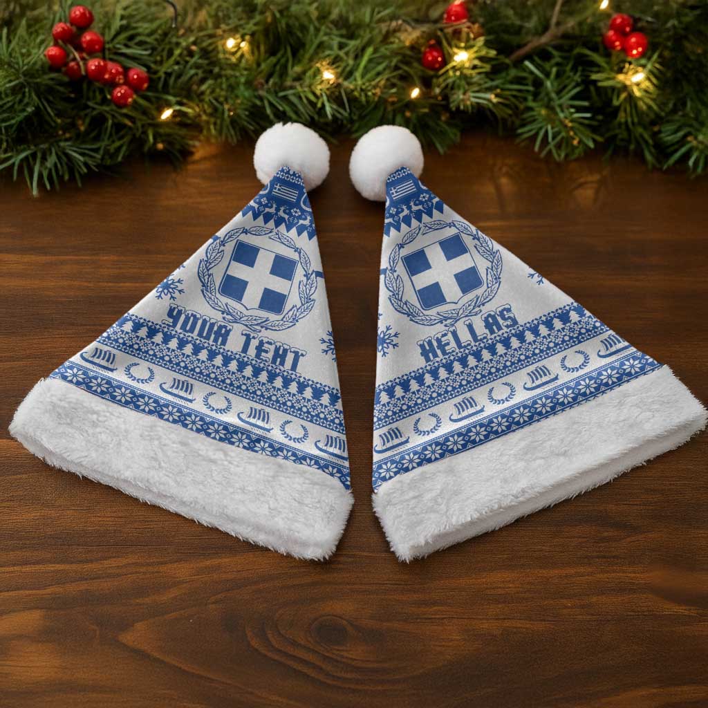 Personalized Christmas Greece Coat Of Arms Christmas Santa Hat Hellas Kala Christougena - Wonder Print Shop