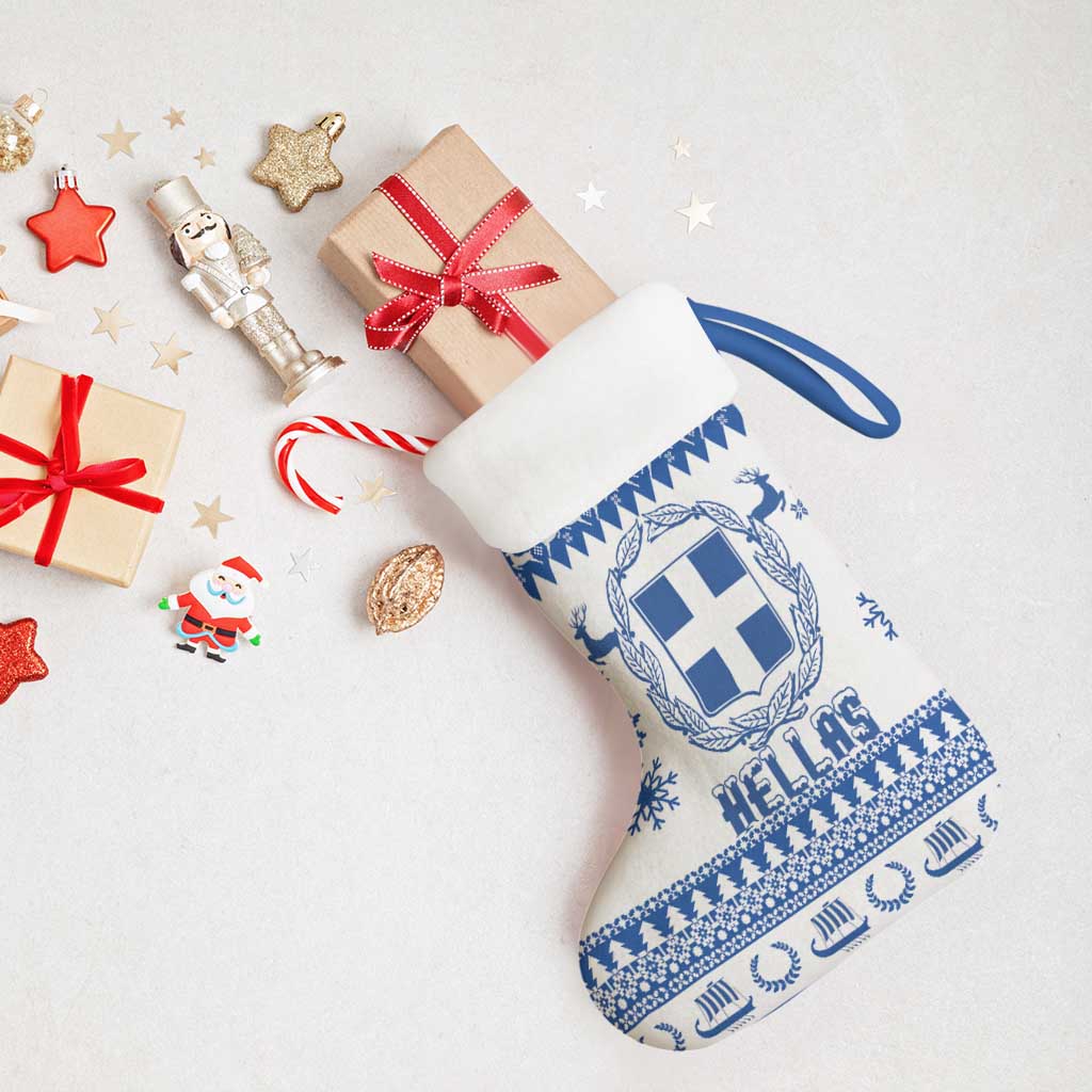 Personalized Christmas Greece Coat Of Arms Christmas Stocking Hellas Kala Christougena - Wonder Print Shop