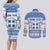 Personalized Christmas Greece Coat Of Arms Couples Matching Long Sleeve Bodycon Dress and Long Sleeve Button Shirt Hellas Kala Christougena - Wonder Print Shop