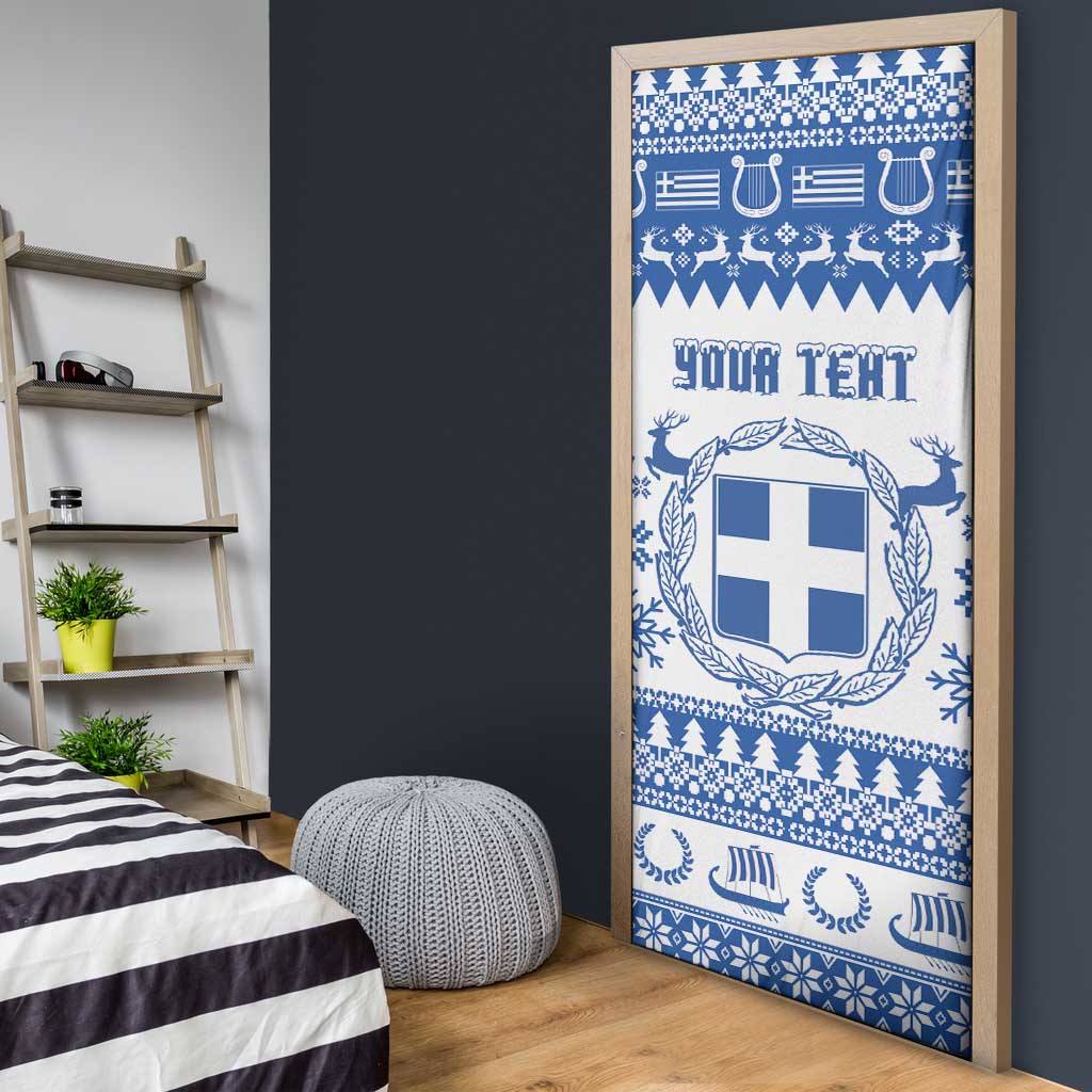 Personalized Christmas Greece Coat Of Arms Door Cover Hellas Kala Christougena - Wonder Print Shop