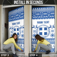 Personalized Christmas Greece Coat Of Arms Door Cover Hellas Kala Christougena - Wonder Print Shop