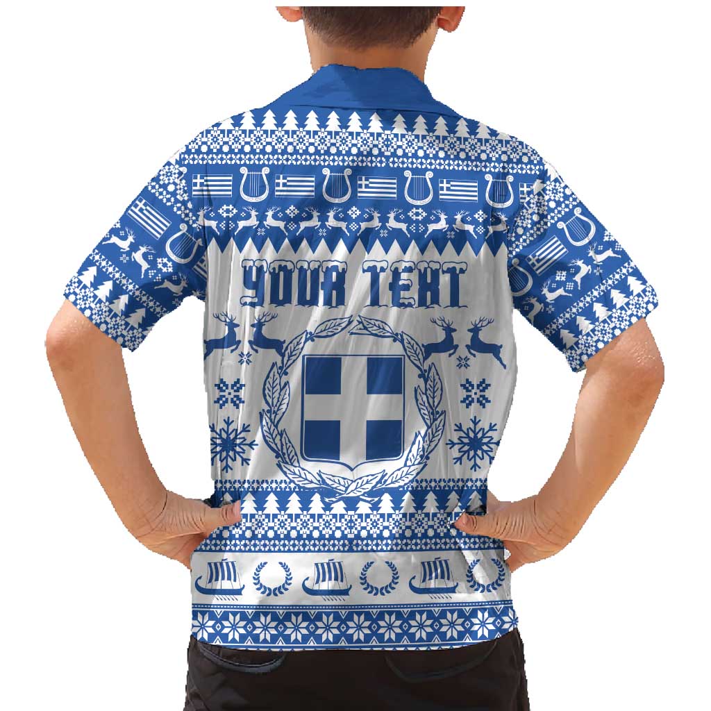 Personalized Christmas Greece Coat Of Arms Family Matching Mermaid Dress and Hawaiian Shirt Hellas Kala Christougena - Wonder Print Shop