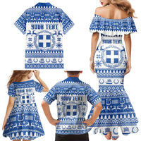 Personalized Christmas Greece Coat Of Arms Family Matching Mermaid Dress and Hawaiian Shirt Hellas Kala Christougena - Wonder Print Shop