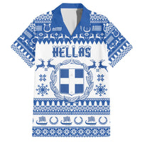 Personalized Christmas Greece Coat Of Arms Family Matching Off The Shoulder Long Sleeve Dress and Hawaiian Shirt Hellas Kala Christougena - Wonder Print Shop