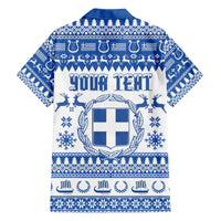 Personalized Christmas Greece Coat Of Arms Family Matching Off The Shoulder Long Sleeve Dress and Hawaiian Shirt Hellas Kala Christougena - Wonder Print Shop