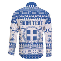 Personalized Christmas Greece Coat Of Arms Family Matching Off The Shoulder Long Sleeve Dress and Hawaiian Shirt Hellas Kala Christougena - Wonder Print Shop