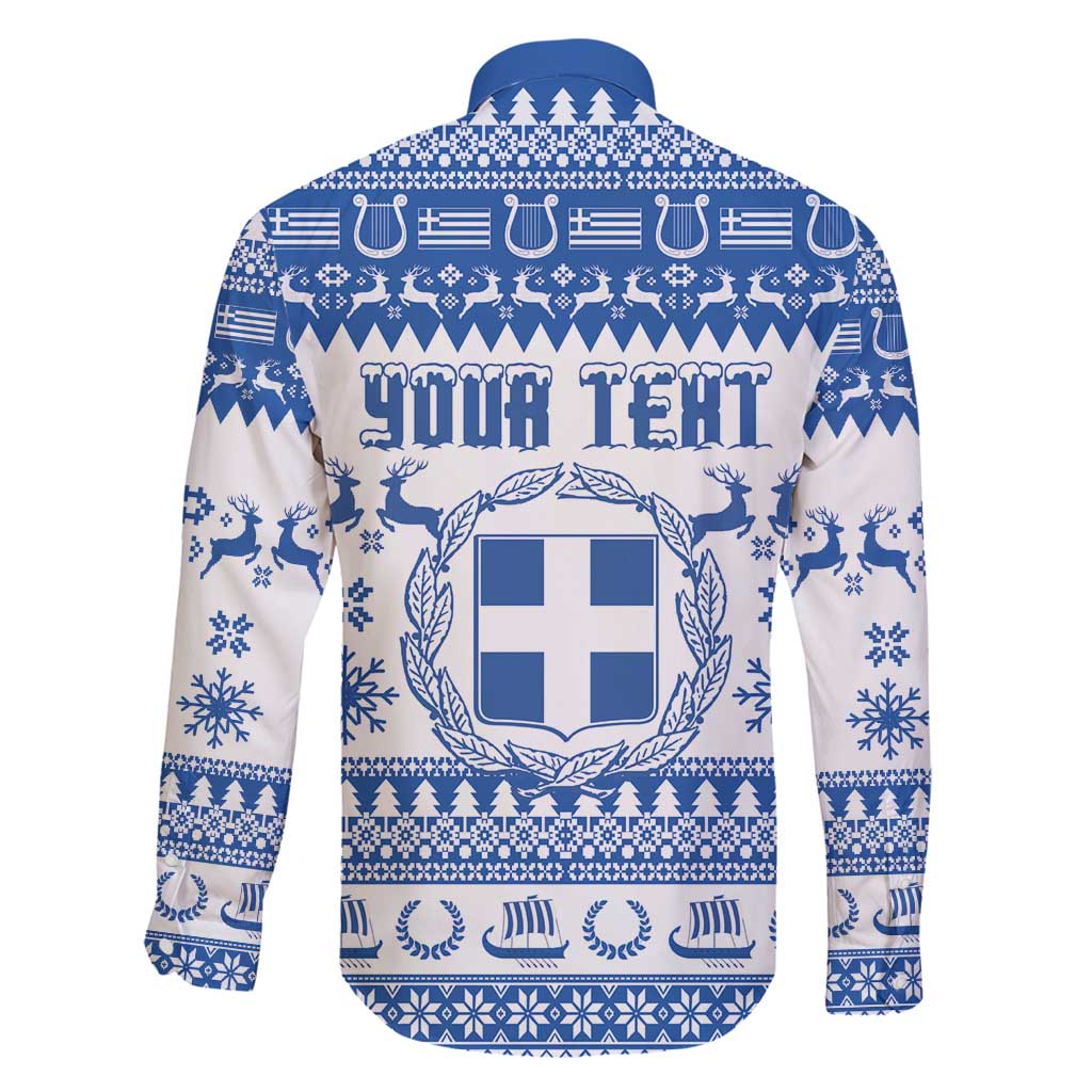 Personalized Christmas Greece Coat Of Arms Family Matching Off Shoulder Short Dress and Hawaiian Shirt Hellas Kala Christougena - Wonder Print Shop