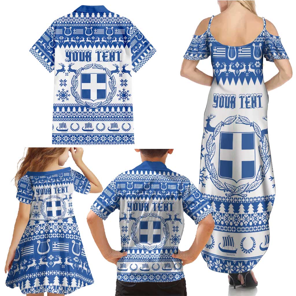Personalized Christmas Greece Coat Of Arms Family Matching Summer Maxi Dress and Hawaiian Shirt Hellas Kala Christougena - Wonder Print Shop
