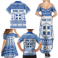 Personalized Christmas Greece Coat Of Arms Family Matching Summer Maxi Dress and Hawaiian Shirt Hellas Kala Christougena - Wonder Print Shop