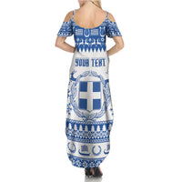 Personalized Christmas Greece Coat Of Arms Family Matching Summer Maxi Dress and Hawaiian Shirt Hellas Kala Christougena - Wonder Print Shop