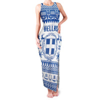 Personalized Christmas Greece Coat Of Arms Family Matching Tank Maxi Dress and Hawaiian Shirt Hellas Kala Christougena - Wonder Print Shop