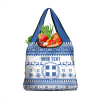 Personalized Christmas Greece Coat Of Arms Grocery Bag Hellas Kala Christougena - Wonder Print Shop