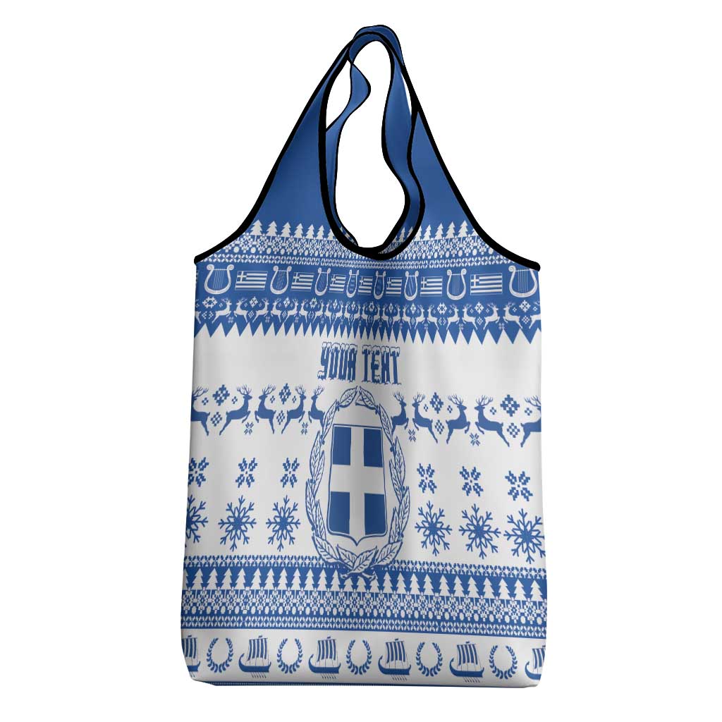 Personalized Christmas Greece Coat Of Arms Grocery Bag Hellas Kala Christougena - Wonder Print Shop