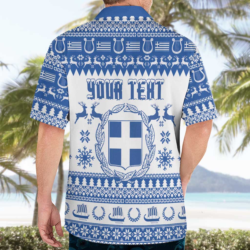 Personalized Christmas Greece Coat Of Arms Hawaiian Shirt Hellas Kala Christougena - Wonder Print Shop